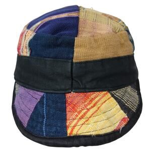 Talla Fitted Flat Cadet Army Cap Multicolor One Size Vintage Patchwork Blank